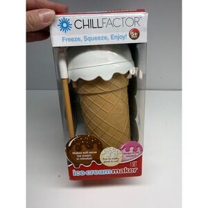 Chill Factor Ice Cream Maker Soft Serve Squeeze Cone Tan White New in Box
